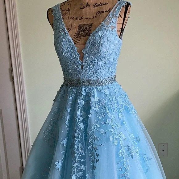 blue dress for engagement party Blue velvet sequins prom dress, engagement dresses,wedding reception d –  Simplepromdress main image 1